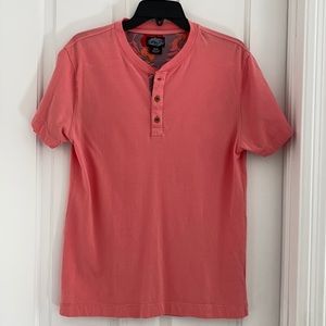 First Wave pink/ salmon color Henley Short Sleeve T Shirt Sz 14/16